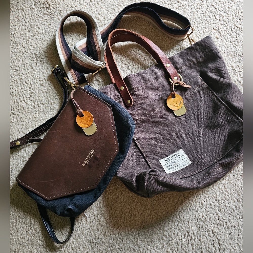 R. Riveter Purse Lot Patton Black Crossbody Brown‎ Tote Bag Leather Military USA